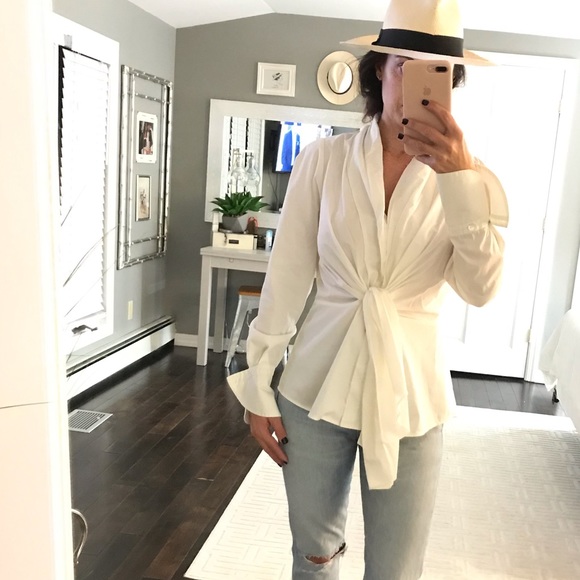 Lafayette 148 New York Tops - Lafayette 148 white tie front button up shirt 6